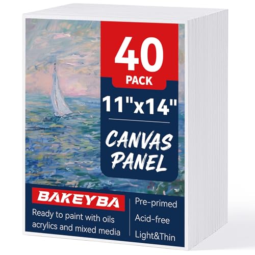 Canvas Boards for Painting 40 Pack 11x14 Inch Canvas Panels, 100% Cotton White Blank Art Supplies for Acrylics Oil Watercolor Tempera Paints - size: 11"x14"- 40pcs