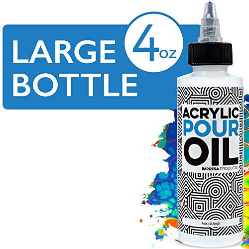 Impresa Silicone Oil for Acrylic Pouring - 4 Oz Clear Bottle with Pipette - Acrylic Pour Oil & Paint Additive for Bubbles