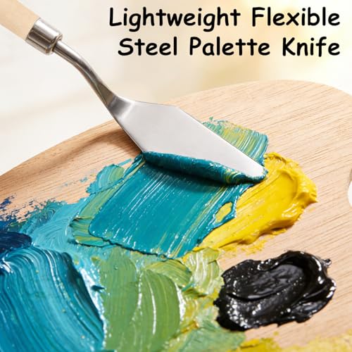 Paint Brushes Set of 25 Pcs with Scraper and Flat Brush, Wooden Handle Artist Painting Kit for Acrylic, Oil, Watercolor, Gouache, Include Canvas Cloth Bag (White) - color: White