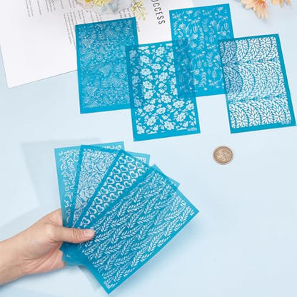 HOBBIESAY 8Pcs Clay Silk Screens Stencil Polymer Clays Silk Screen Reusable Silks Screen Stencils 5.87x3.54 Inch for Polymer Clays Jewelry Making Polymers Clay Tools Stencils