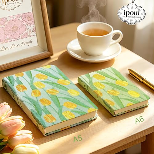 Sketchbook Journal, Cute Sketch Book, Drawing Journal, Flower Notebook, A5, Plain Blank Pages, Unlined Paper, Hardcover, Lay Flat, Beautiful Journal for Women, Tulip - color: Flower Tulip, style: Plain