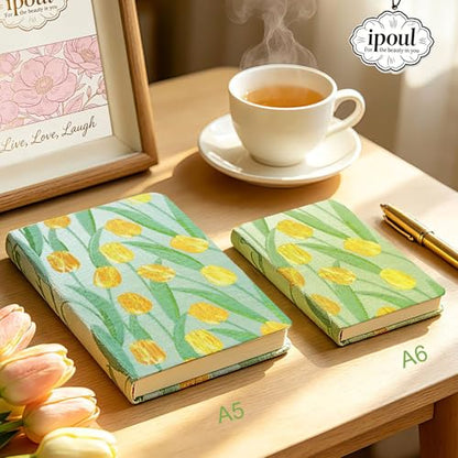 Sketchbook Journal, Cute Sketch Book, Drawing Journal, Flower Notebook, A5, Plain Blank Pages, Unlined Paper, Hardcover, Lay Flat, Beautiful Journal for Women, Tulip - color: Flower Tulip, style: Plain