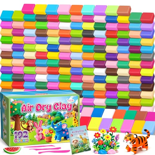 Air Dry Clay 192 Colors, Modeling Magic Clay Set with 3 Sculpting Tools, Arts Crafts Gift for Kids and Beginners - color: 192 Colors