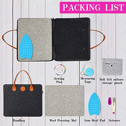 Rdutuok 17“x13.5” Wool Pressing Mat for Quilting with Carrying Case and Silicone Iron Rest pad,100% New Zealand Wool Felted Ironing Pad or Quilting Wooly Felted Iron Board for Retains Heat - size: 17" x 13.5" with Carrying Case