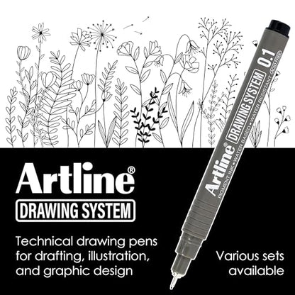 Artline 230 Drawing System Pens, Technical Drawing Pens For Drafting, Illustrating, and More, 0.1mm, 0.2mm, 0.3mm, 0.4mm, 0.5mm, and 0.8mm Fine Tips - Black, 6-Pack - style: 0.1, 0.2, 0.3, 0.4, 0.5, 0.8mm Nib Sizes | 6-Pack