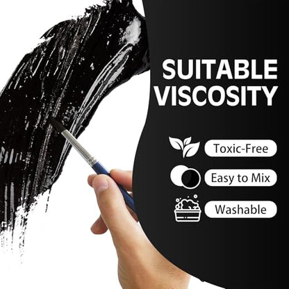Black Fabric Paint - 250ml Textile Paint Permanent for Textile and Leather Clothes, Fabric Coat Paint for DIY Fabric Dye Projects, Washable Clothing Paints for T-shirts, Jeans, Canvas Shoes, Sofa - color: Black