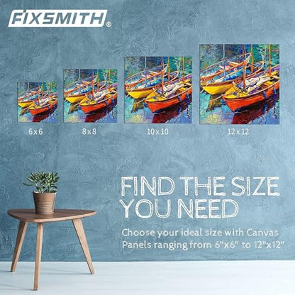 FIXSMITH Canvas Boards for Painting 10x10 Inch, Super Value 12 Pack White Blank Canvas Panels, 100% Cotton Primed, Painting Art Supplies for Professionals, Hobby Painters, Students & Kids - size: 10"×10"