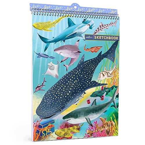 eeBoo: Shark & Friends Spiral Bound Blank Sketchbook - 60 Pages, 140 GSM/95 LB Paper, 8.5x11, Eco-Friendly, Kids Art Supplies - style: Shark & Friends