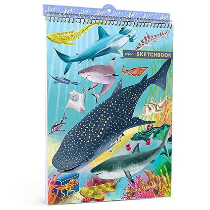 eeBoo: Shark & Friends Spiral Bound Blank Sketchbook - 60 Pages, 140 GSM/95 LB Paper, 8.5x11, Eco-Friendly, Kids Art Supplies - style: Shark & Friends