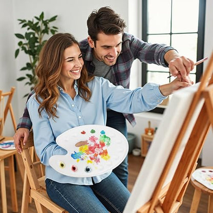 DUGATO 14-Well Oval Paint Palette, 2-Pack Mixing Tray, 14 x 10.5 in | Lightweight Plastic Tray, Easy to Clean, Works with Acrylic, Oil, Watercolor & Gouache - color: Oval