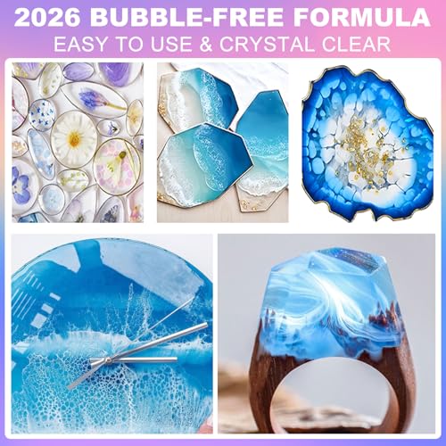 Pnente Crystal Clear Epoxy Resin Kit, 32oz Professional Self-Leveling No-Bubble UV Resistant Casting & Coating Resin for Crafts, Jewelry Making, Table Top, Molds, Wood River Tables and Art Projects - size: 32oz