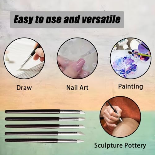 15 Pcs Silicone Paint Brushes, Silicone Sculpting Tools, 5 Shapes Head Rubber Paint Pens Flexible Clay Carving Tools for Pottery Handicraft Nail Art Artwork - color: 15 Pcs