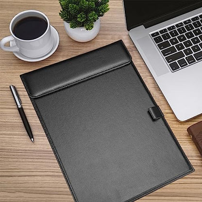 KINGFOM PU Leather Hardboard Office Clipboard, Magnetic Clip A4 Letter Size Clip Boards with Pen Holder for Nurses, Students, Teacher Black 4 Pack - style: 4 PACK × KF-A206-F