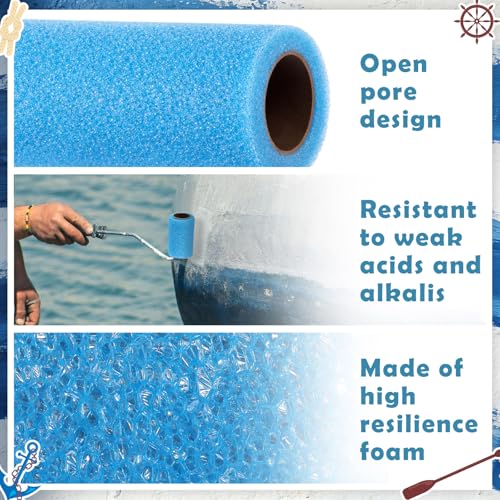 Nuanchu 3 Pcs 4" Blue Foam Textured Rollers Washable Small Textured Paint Roller Opened Celled Roller for Swimming Pool Boat Deck Cabin Floor Ceiling Drywall Bed Liner Other Small Area, Without Handle - size: 4 Inch