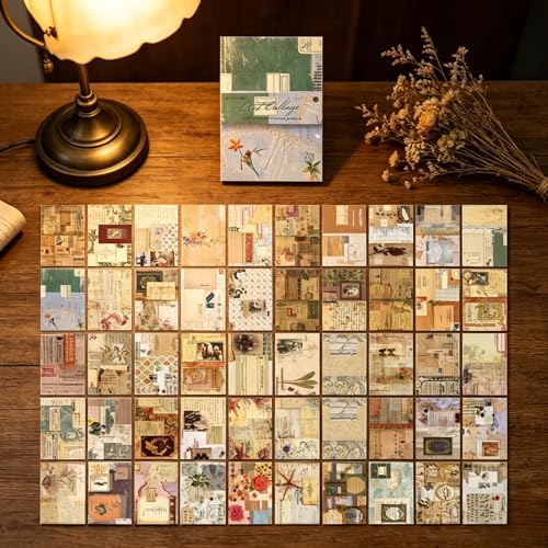 100 Sheets Vintage Collage Art Scrapbook Paper,Retro Mixed Media Journal Ephemera,Antique Document Background Set,Neutral Tone Craft Supply,for Adult DIY Album - color: 05