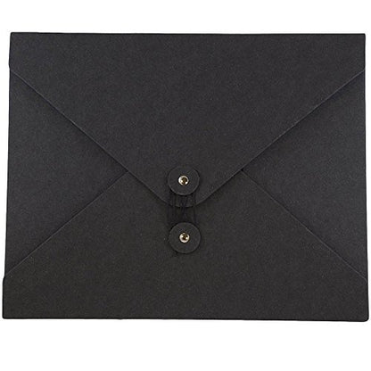 JAM PAPER Kraft Portfolio with Button and String Tie - Medium - 9 1/2 x 12 x 1/4 - Black Recycled - Sold Individually - color: Black Recycled, size: Medium (9 1/2" x 12" x 1/4")