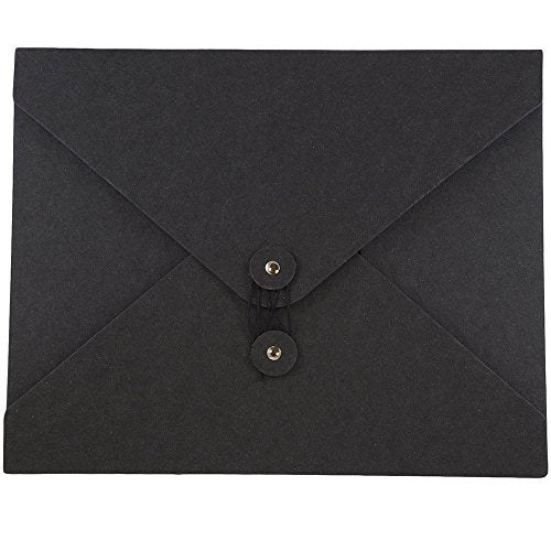 JAM PAPER Kraft Portfolio with Button and String Tie - Medium - 9 1/2 x 12 x 1/4 - Black Recycled - Sold Individually - color: Black Recycled, size: Medium (9 1/2" x 12" x 1/4")