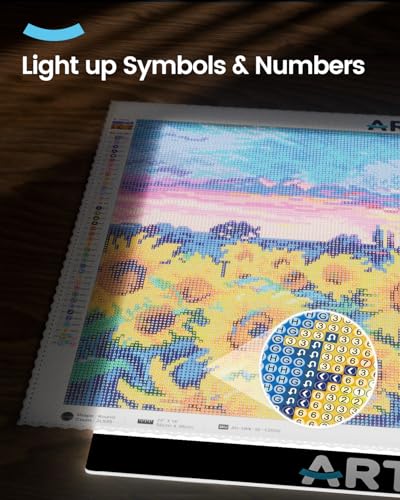 ARTDOT A3 LED Light Pad for Diamond Art Kits for Adults, USB Powered Light Board Kit, Adjustable Brightness with Diamond Painting Tools Detachable Stand and Clips - size: A3