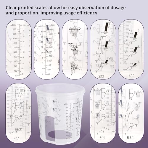 Disposable Paint Gun Cups for Spray Gun, 20oz(600ML) 50 Liners Kit | 50 Pack Disposable Liners and Lids For HVLP & LVLP Automotive Spray Gun, Car Painting, and Furniture - size: 20 ounce