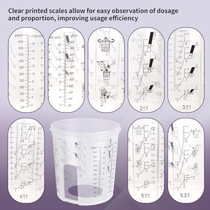Disposable Paint Gun Cups for Spray Gun, 20oz(600ML) 50 Liners Kit | 50 Pack Disposable Liners and Lids For HVLP & LVLP Automotive Spray Gun, Car Painting, and Furniture - size: 20 ounce