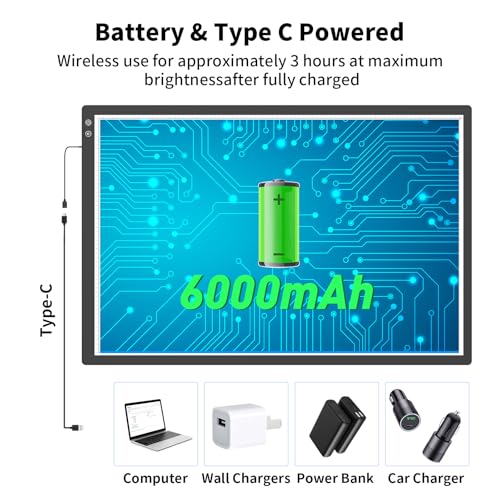 TOHETO Rechargeable A1 Light Pad 35.4”x23.6”, Extra Large LED Light Board for Diamond Painting, 3-Color Modes Light Box, Diamond Art Light Table, Lightbox for Tracing and Drawing, Sketching, Artists - style: A1 Rechargeable