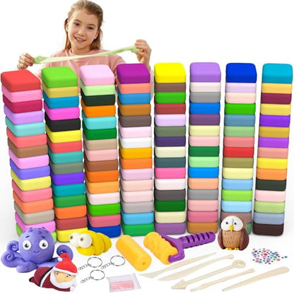 169 Pcs Air Dry Clay 120 Colors Modeling Model Magic Clay for DIY Molding Starter Kit with Sculpting Tools,Ultra Light Soft Non-Toxic Arts & Crafts Gift for Boys Girls Birthday Party Favors