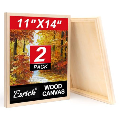 ESRICH 11x14 Inch Wood Panels for Painting, 2 Pack Craft Wood Canvas Boards, Blank Unfinished Wooden Art Board for DIY Art Creations Such as Painting, Acrylic Pouring, Resin, Burning, Collage, etc. - size: 11x14IN-2Pack
