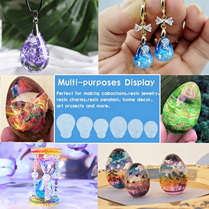 6 PCS Mini High Transparency Egg and Waterdrop Shaped Silicone Molds, Clear Egg Waterdrop Resin Moulds, Spheroid Pendant Epoxy Mold for UV Resin Crafts, DIY Jewelry Making