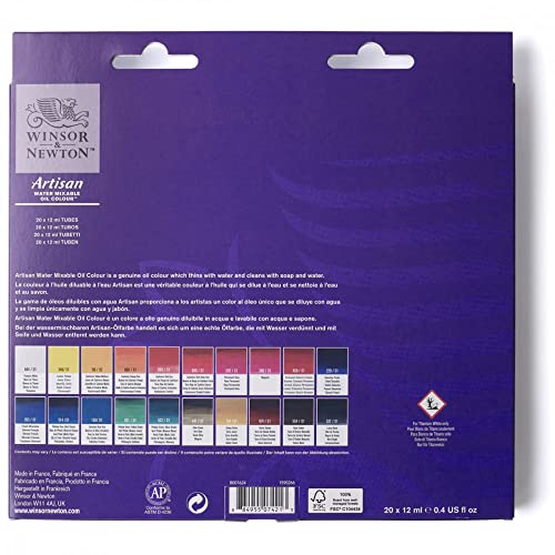 Winsor & Newton Artisan Water Mixable Oil Color Paint, 0.4-oz (12xml) Tubes, Set of 20 - style: Tube Set 20 x 0.4-oz