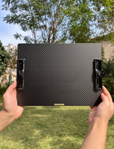 9.4"W x 12.6"L x 0.06"T Hard Lightweight Portable Carbon Fiber Clipboard with 2 Strong Black Low Profile Clips, Hook & Pen Holder, Letter/A4 Size Drawing Board, Waterproof & Sun Resistant, 3K Twill - color: Black Clip, size: 9.4*12.6*0.06inch+2Clips