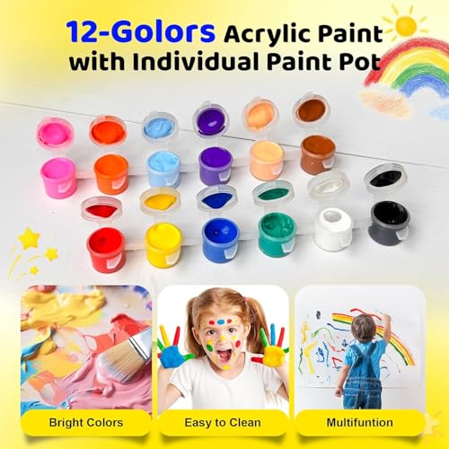 10 Set Mini Acrylic Paint Set, Mini Canvas Painting Kit, Small Canvas with Easel, Acrylic Paints,Brush, Minis Easel with Canvases for Kids Adults Classroom Birthday Painting Party (5.9 x 5.9Inch) - color: 6 x 6Inch