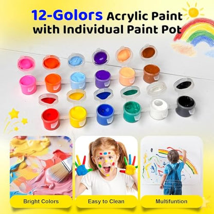10 Set Mini Acrylic Paint Set, Mini Canvas Painting Kit, Small Canvas with Easel, Acrylic Paints,Brush, Minis Easel with Canvases for Kids Adults Classroom Birthday Painting Party (5.9 x 5.9Inch) - color: 6 x 6Inch