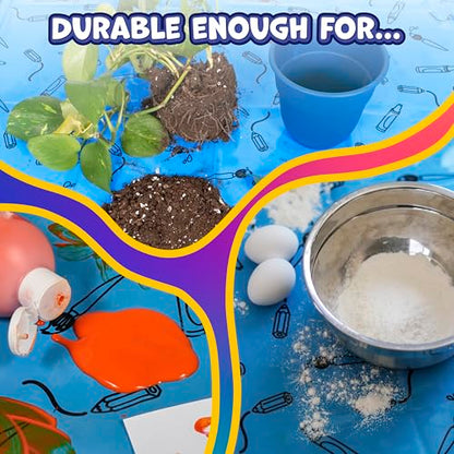 READY 2 LEARN Messy Mat | Protect Tables and Floors While Crafting | Washable High Chair Mat | Waterproof | Reusable and Lightweight | 60”L x 60”W