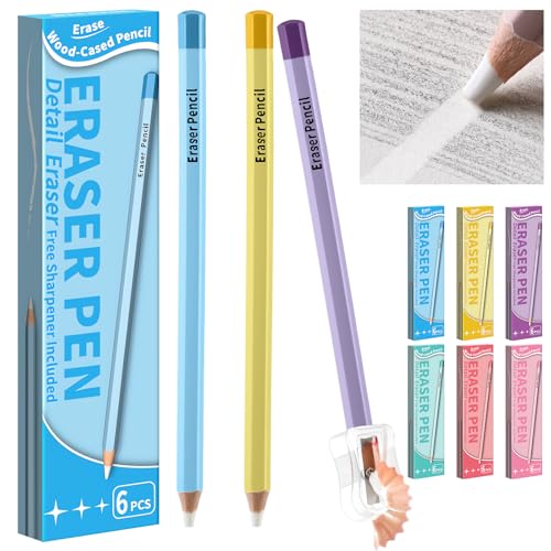 Resurhang 18 Pcs Eraser Pencils for Artists Bulk Back to School Drawing Erasers for Sketching Fine Detail Eraser Pencils with Sharpener Colored Highlight Pens for Artists Geometry Corrections(Macron) - color: Macron