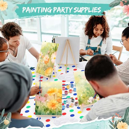 Tenceur 86 Pieces Mini Canvas with Easel Set, 8 x 10 Inch Small Canvas Painting Kit for Party, DIY Painting Boards with Large Tablecloth, Easels Paints Aprons Brushes for Party Gifts - size: 8 x 10 in