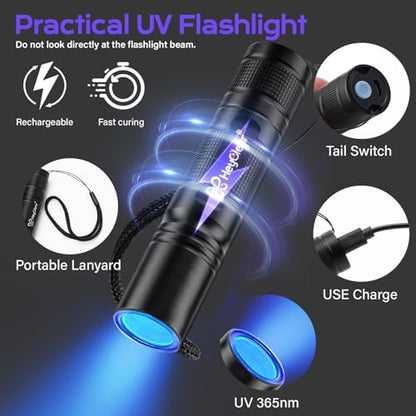 HeyClear 60g UV Resin Kit with Light -Fast Curing, Bonding in Seconds UV Glue Adhesive with Flashlight for Plastic&Glass Repair, DIY Craft Decor（30g+30g） - size: 60g