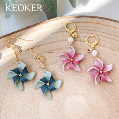 KEOKER Pinwheel Polymer Clay Cutters Spring, 6 Shapes Summer Clay Cutters for Polymer Clay Jewelry