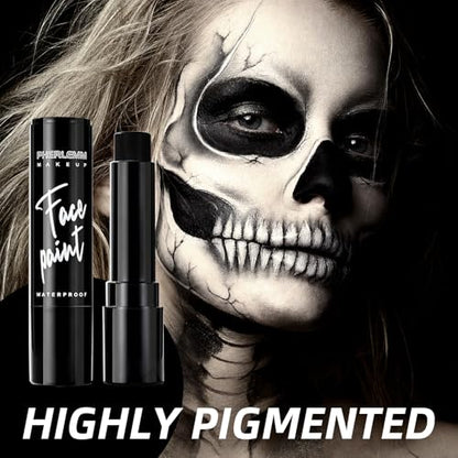 Black Face Paint Stick Waterproof Eye Black Baseball Smooth SmudgeProof Body Paint High Pigment for Sports Events Halloween SFX Makeup Skull Skeleton Witch and Dark Character Looks - color: Black