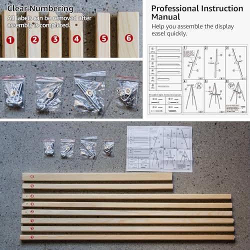 Wooden Easels for Display, Wood Easels for Wedding Signs, Stand Tripod with Adjustable Tray A-Frame Light Duty for Poster, Welcome Sign, Art Show & Baby Shower (3 Pack, 63") - color: 3Pack-Natural
