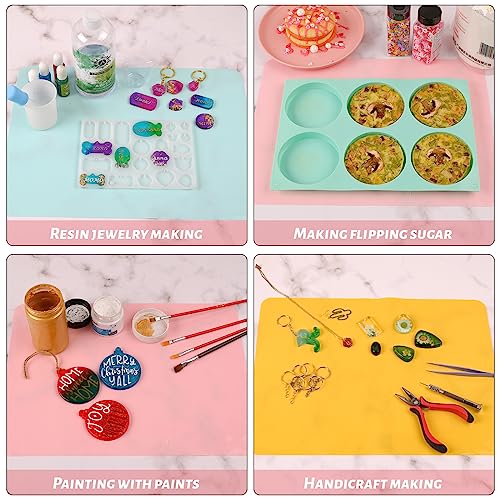 Actvty 3 Pack Silicone Mats, 15.7"x 11.8" Silicone Sheets for Crafts, Placemat, Resin Casting Molds Mat, Jewelry Casting Supplies (Pink Blue Yellow)