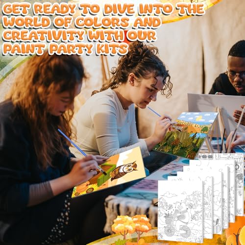 Sherr 20 Pcs Stretched Pre Drawn Canvas Afro Queen Black Art for Painting for Adults Outline Pre Drawn Stretched Cotton Canvas to Paint Party Set, 8 x 10'' (Autumn) - style: Autumn