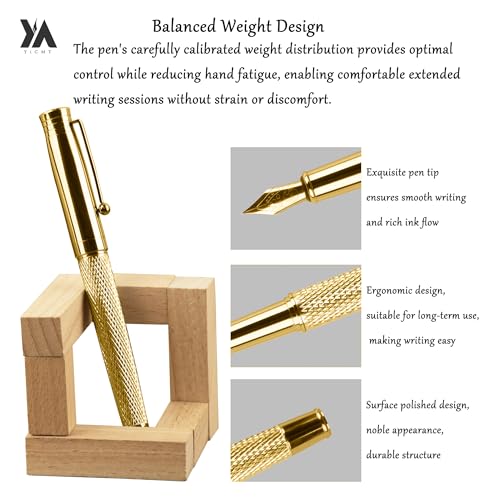 Fancy Fountain Pen Set – Fine & Medium Nibs, Includes 18 Ink Cartridges, Ink Converter, Syringe Filler, Luxury Gift for Writing, Journaling & Calligraphy，Silvery (Gold) - color: Gold
