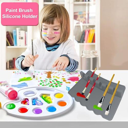 2 Packs Silicone Paint Brush Holders Paint Brush Organizer Large Paint Brush Stand Rest with 6 Slots for Watercolor Oil Acrylic Painting Brushes