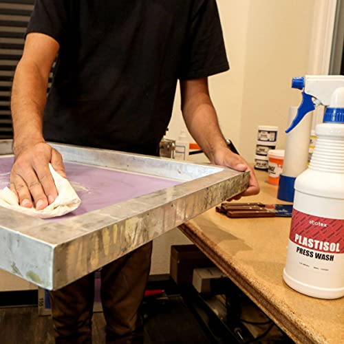 Rapid Cure® White Plastisol Ink (8 oz.) and Ecotex® Plastisol Press Wash (Pint - 16 oz.) - Ink for Screen Printing Fabric, Screen Printing Cleaner/Degreaser - Silk Screen Press Wash/Plastisol Ink - color: White