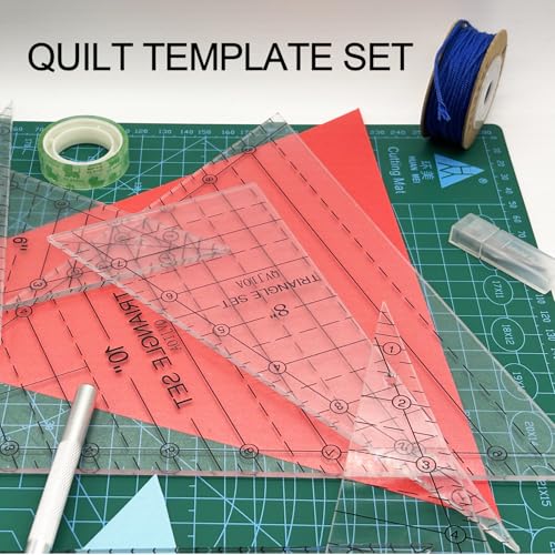 3 Set Tall Triangle Quilting Rulers for Quilting Templates 6 8 10 Inch Wedge Triangle Quilting Rulers and Templates, Sewing Templates for Sewing Cut Measurement DIY Craft Quilting Tools - size: quilting-3