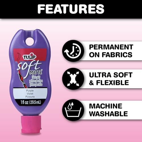 Tulip Soft Fabric Paint, Permanent Fabric Paint for Clothes, Rainbow Colors, 10 Pack, 1 fl oz bottles, Matte Finish Stays Flexible After Washing - color: Rainbow