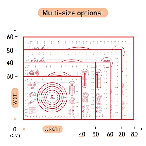 Silicone Baking Mat with Measurements, Pastry Mat for Rolling Out Dough Non-Slip Extra Large, Red, 20" x 28", Fondant Mat - color: Red, size: 20" x 28"