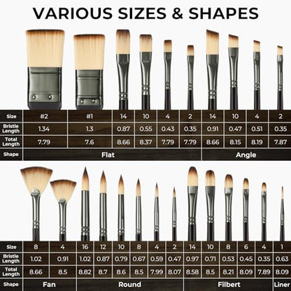 Nicpro 26pcs Paint Brush Set, Professional Paintbrushes with Palette Knife, Craft Paint Brushes for Acrylic Painting, Oil, Watercolor, Gouache & Canvas, Drawing & Art Supplies for Adults, Artists Gift - color: Black
