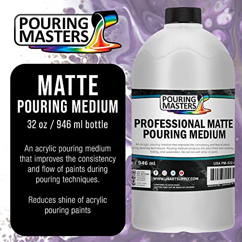 Pouring Masters 32oz (Quart) Pouring Paint Matte Medium - Professional Acrylic Medium for Improving Paint Flow & Cell Effects Creator, Viscosity Adjuster - size: 32-ounces