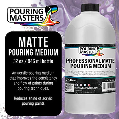 Pouring Masters 32oz (Quart) Pouring Paint Matte Medium - Professional Acrylic Medium for Improving Paint Flow & Cell Effects Creator, Viscosity Adjuster - size: 32-ounces